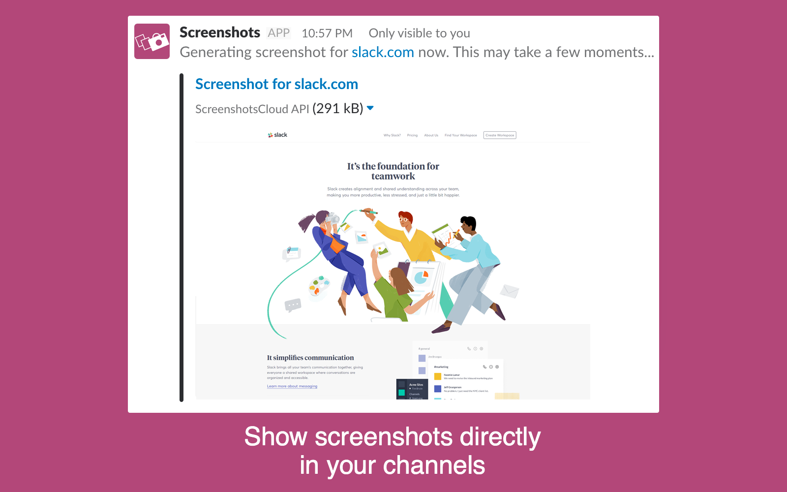 ScreenshotsCloud Slack Demo